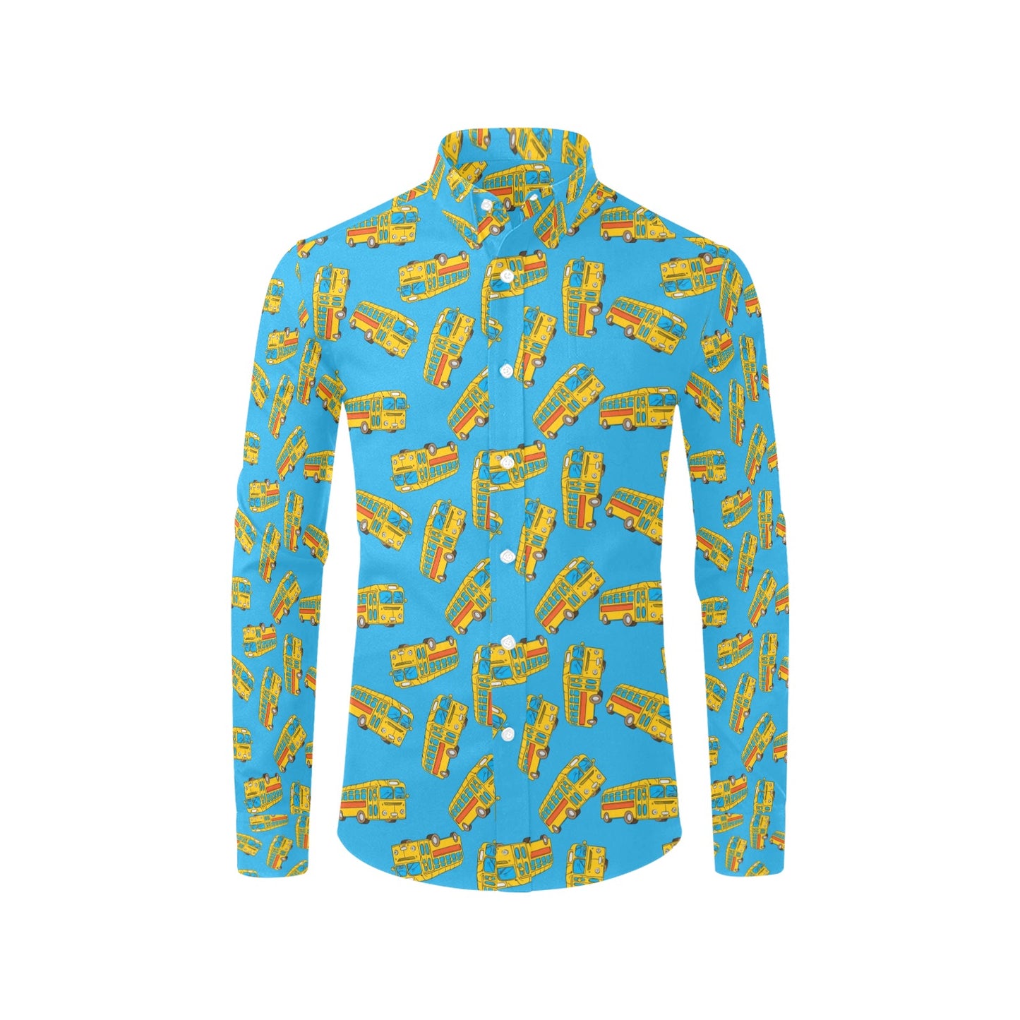 School Bus Print Design LKS302 Men's Long Sleeve Dress Shirt