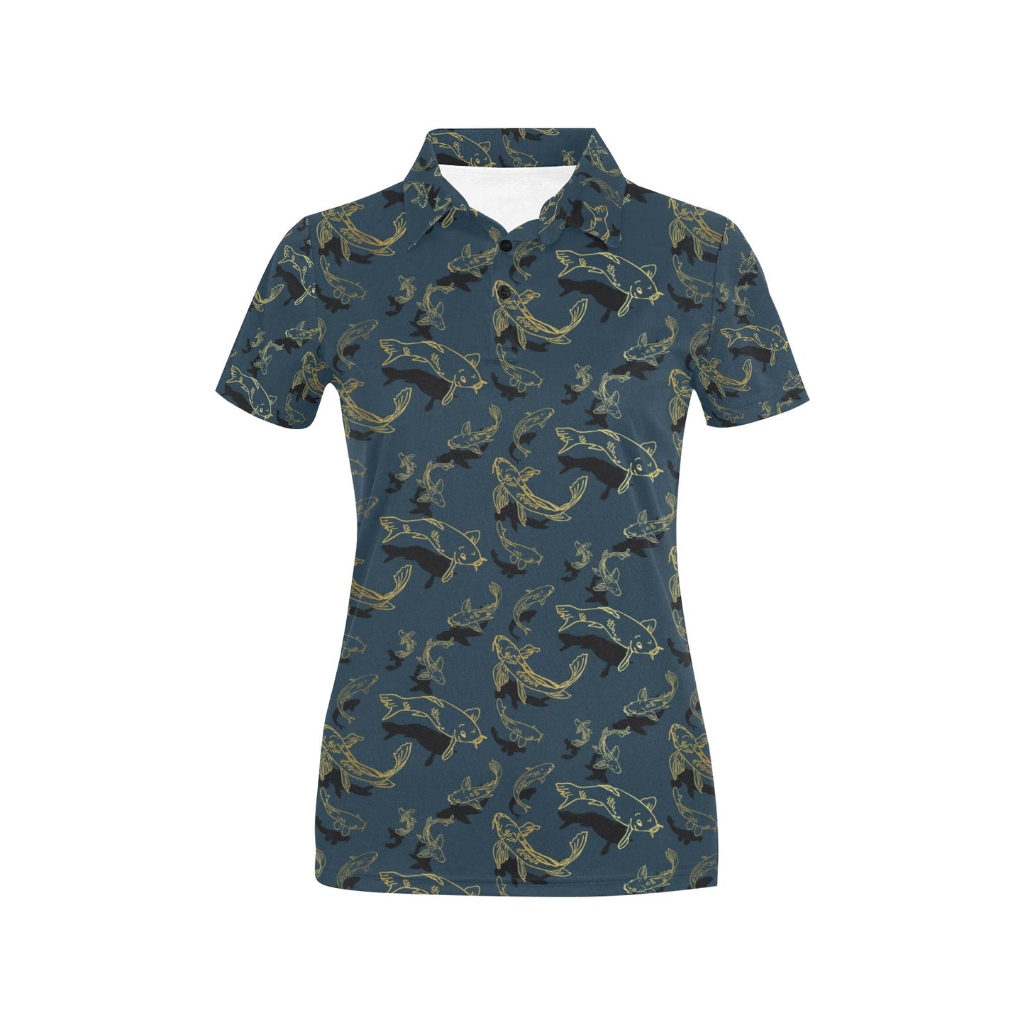 Koi Carp Gold Design Themed Print Women's Polo Shirt