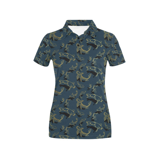 Koi Carp Gold Design Themed Print Women's Polo Shirt