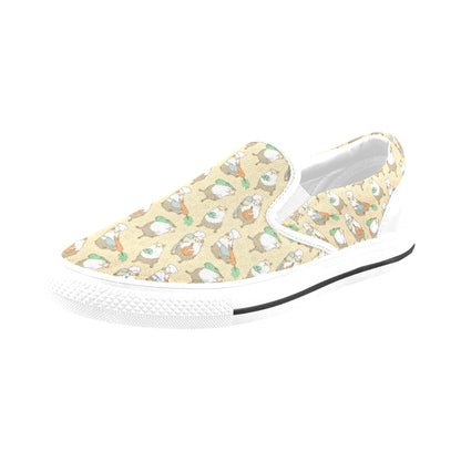 Guinea Pig Print Design LKS401 White Slip Ons Canvas Women's Shoes