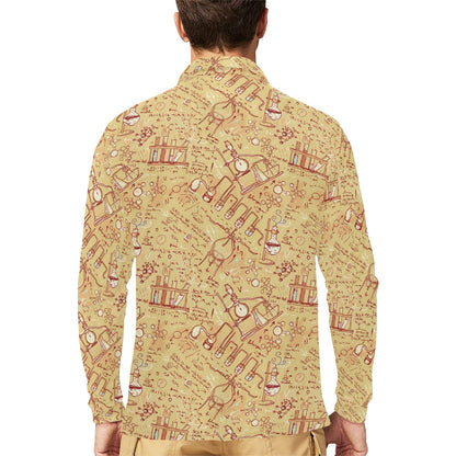 Chemical Pattern Print Design 01 Long Sleeve Polo Shirt For Men's