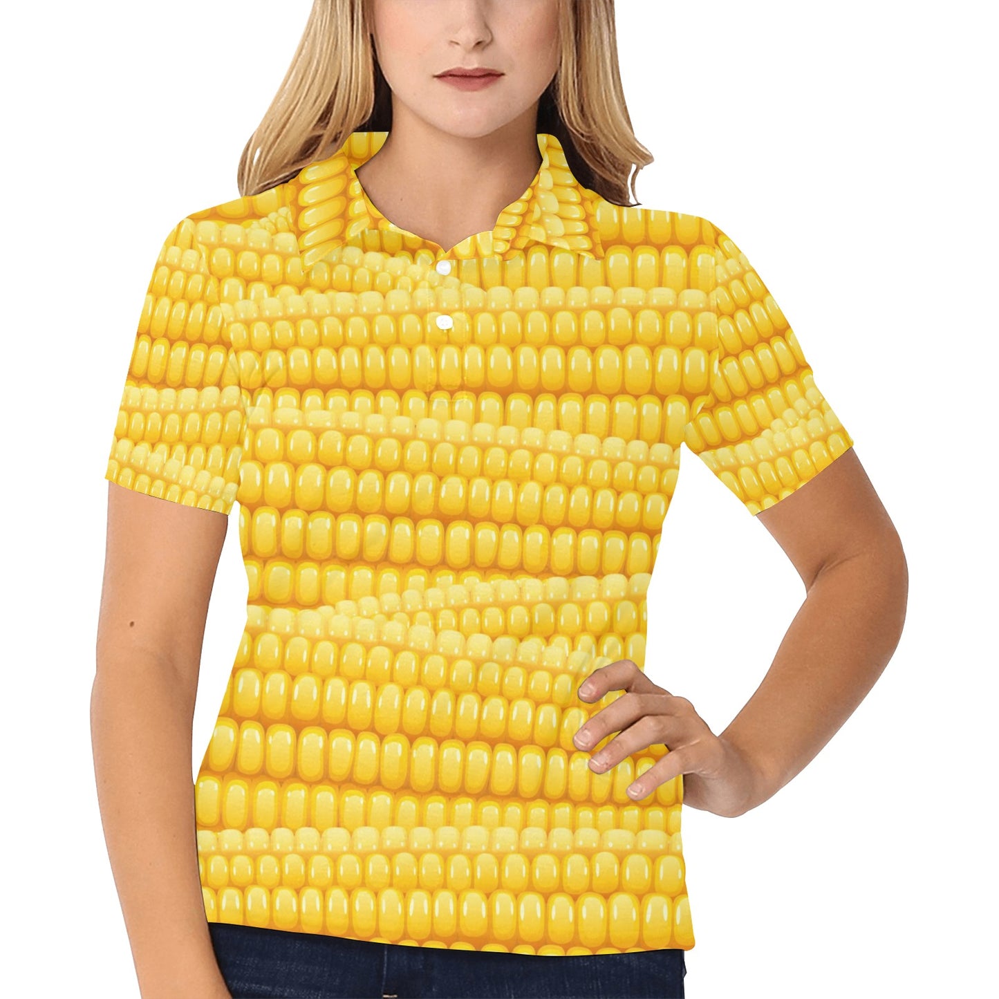 Agricultural Corn cob Pattern Women's Polo Shirt