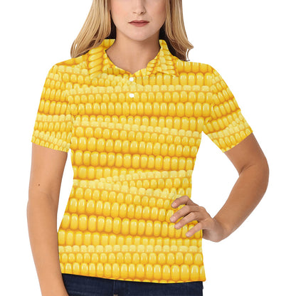 Agricultural Corn cob Pattern Women's Polo Shirt