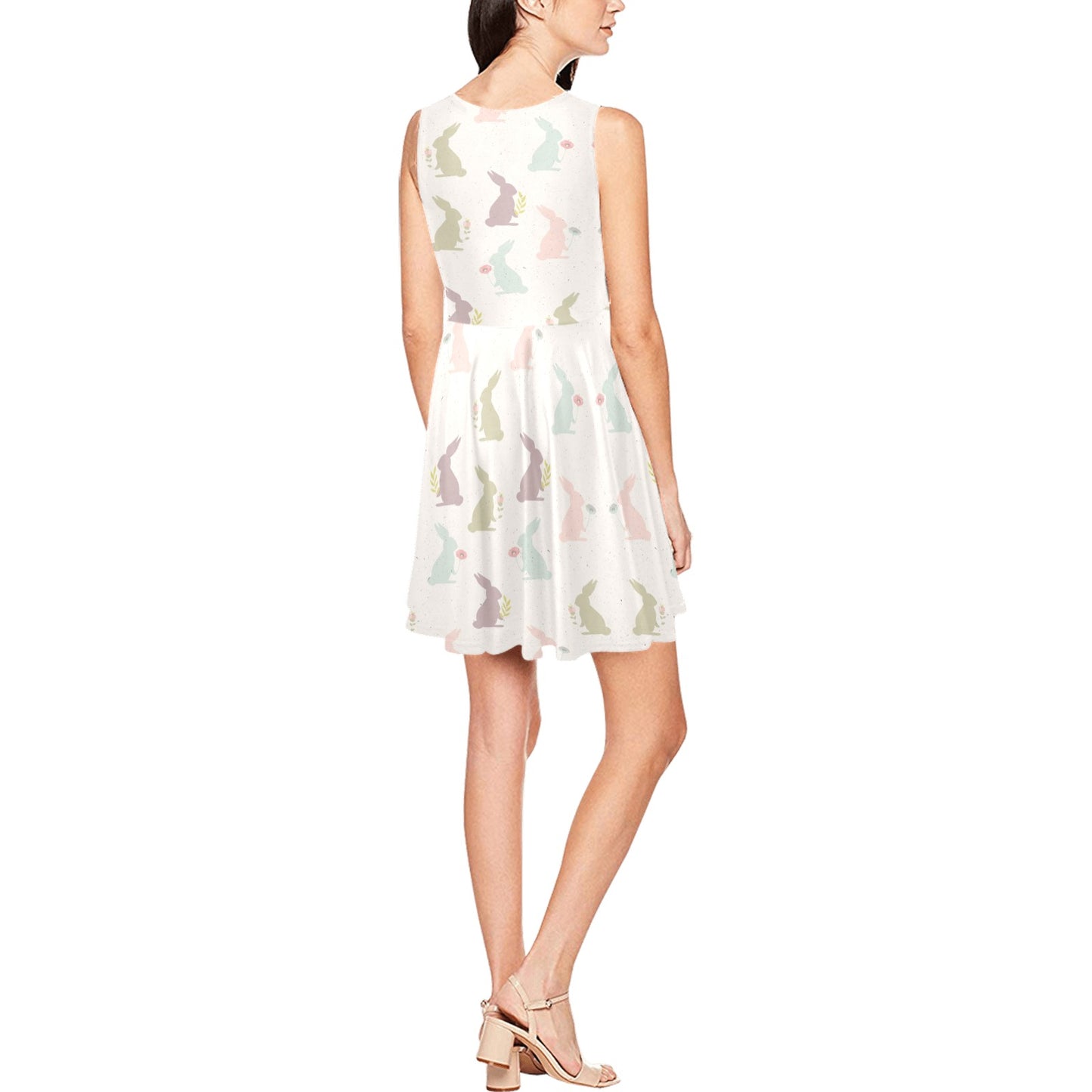 Bunny Pattern Print Design 05 Sleeveless Dress