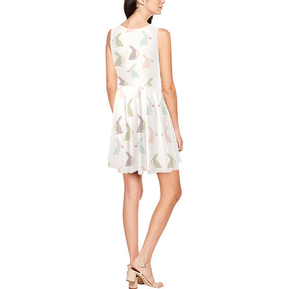 Bunny Pattern Print Design 05 Sleeveless Dress