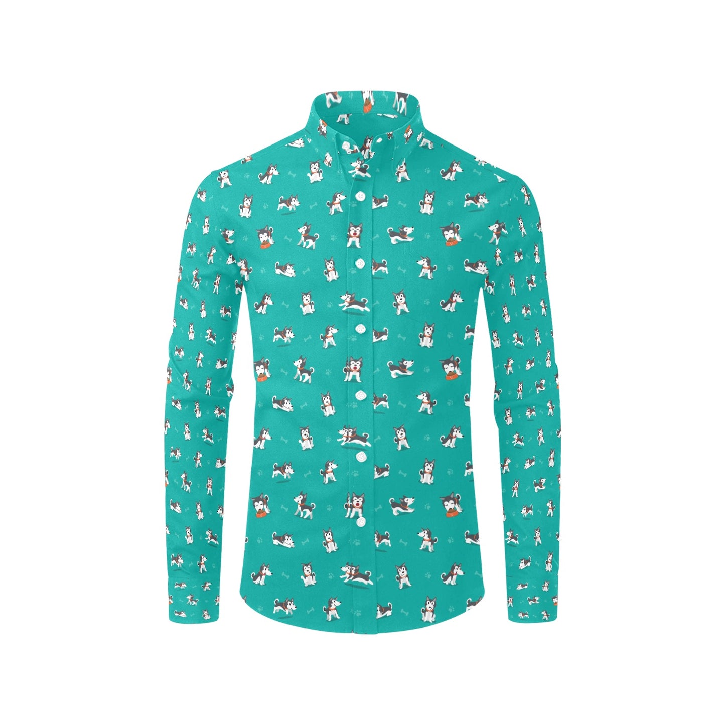 Siberian Huskies Print Design LKS303 Men's Long Sleeve Dress Shirt