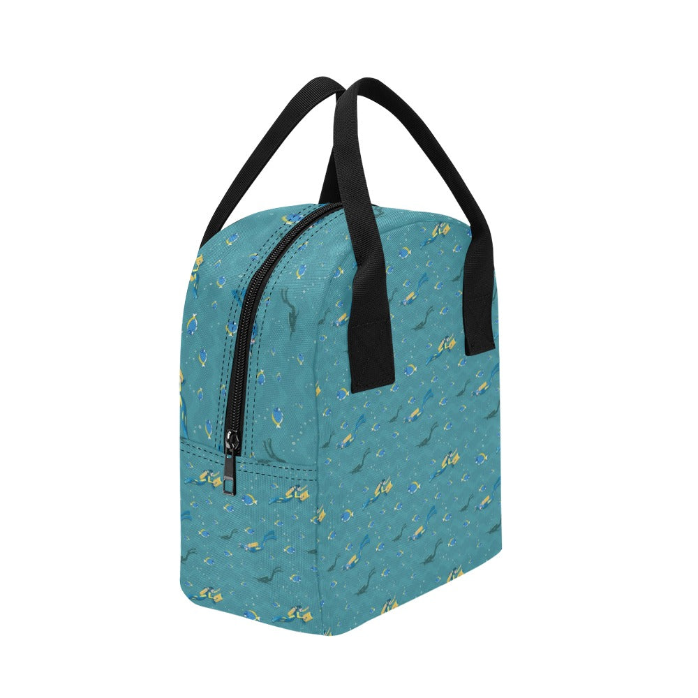 Scuba Driving Pattern Print Design LKS306 Insulated Lunch Bag