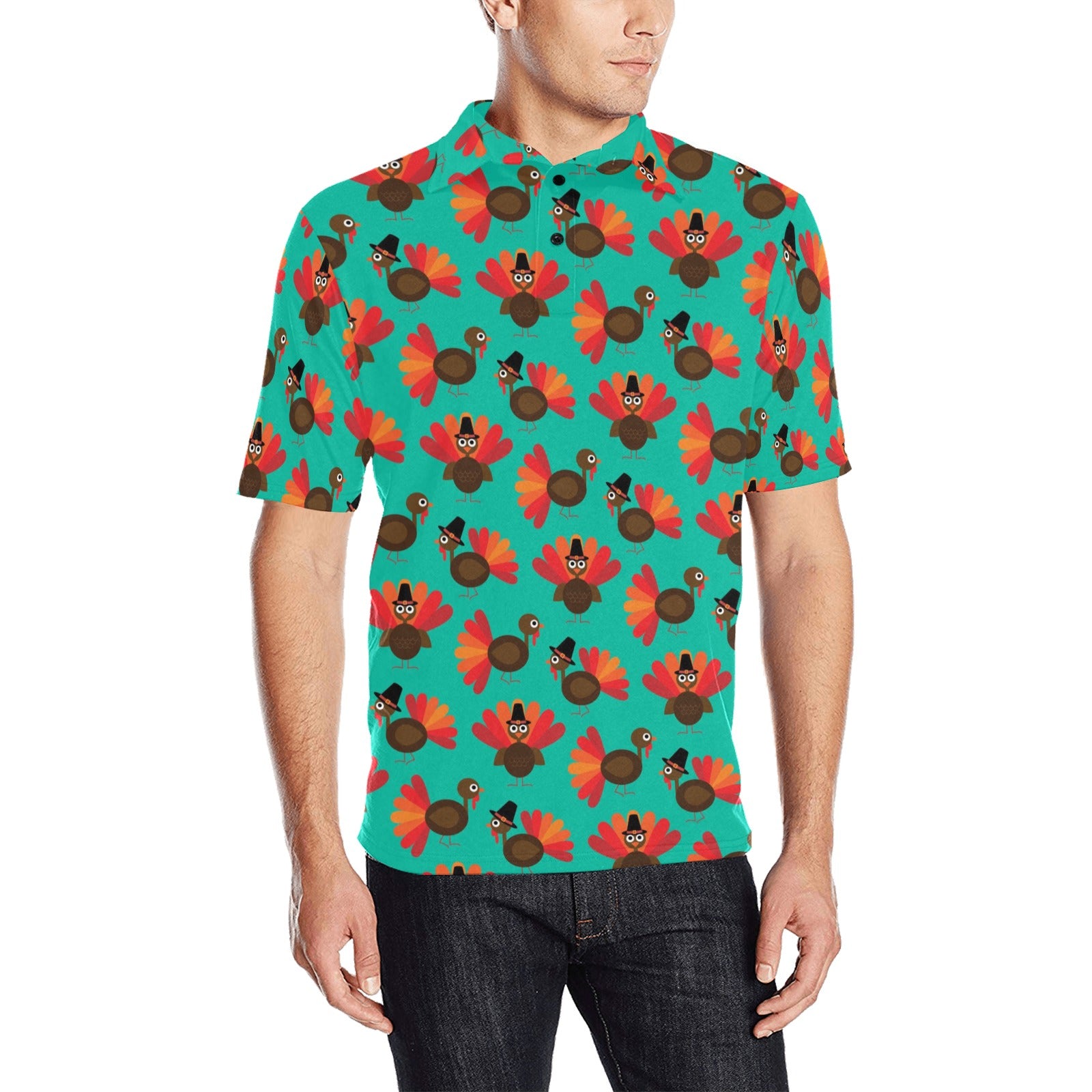 Turkey Print Design LKS402 Men Polo Shirt