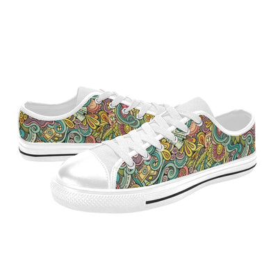 Hippie Print Design LKS302 Women's White Low Top Shoes