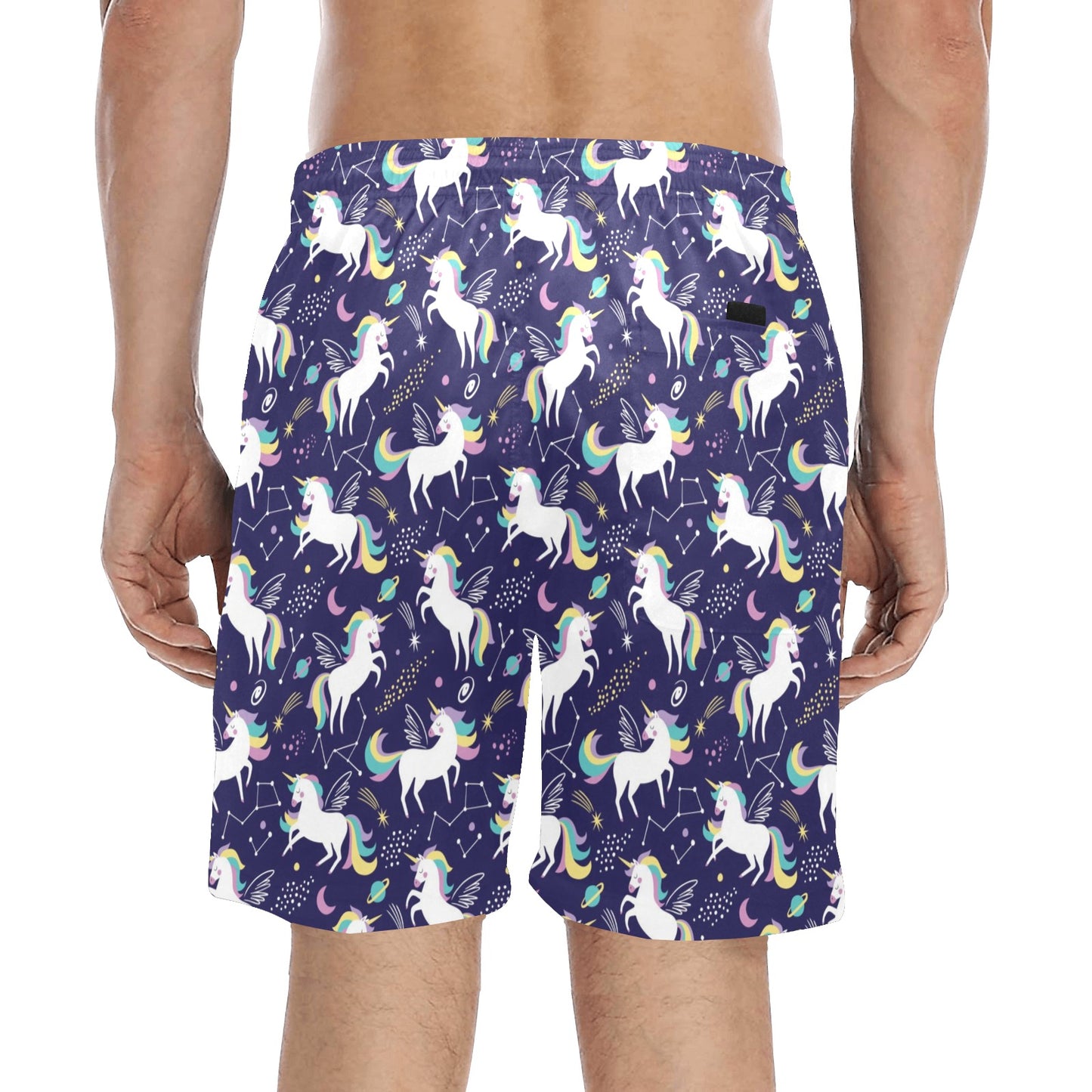 Unicorn Print Design LKS305 Men's Swim Trunks Beach Shorts