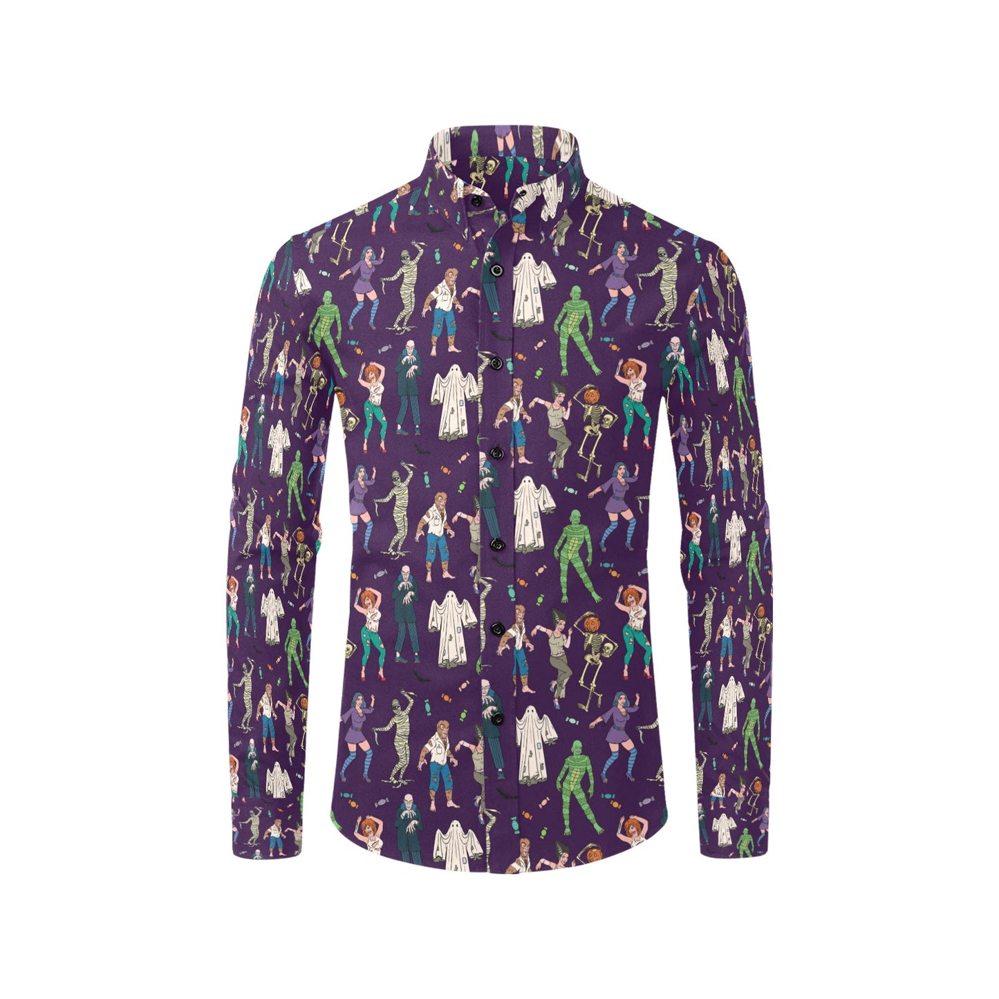 Creepy Zombie Print Design LKS302 Men's Long Sleeve Dress Shirt