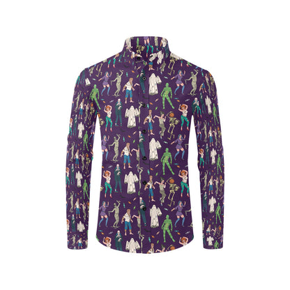 Creepy Zombie Print Design LKS302 Men's Long Sleeve Dress Shirt