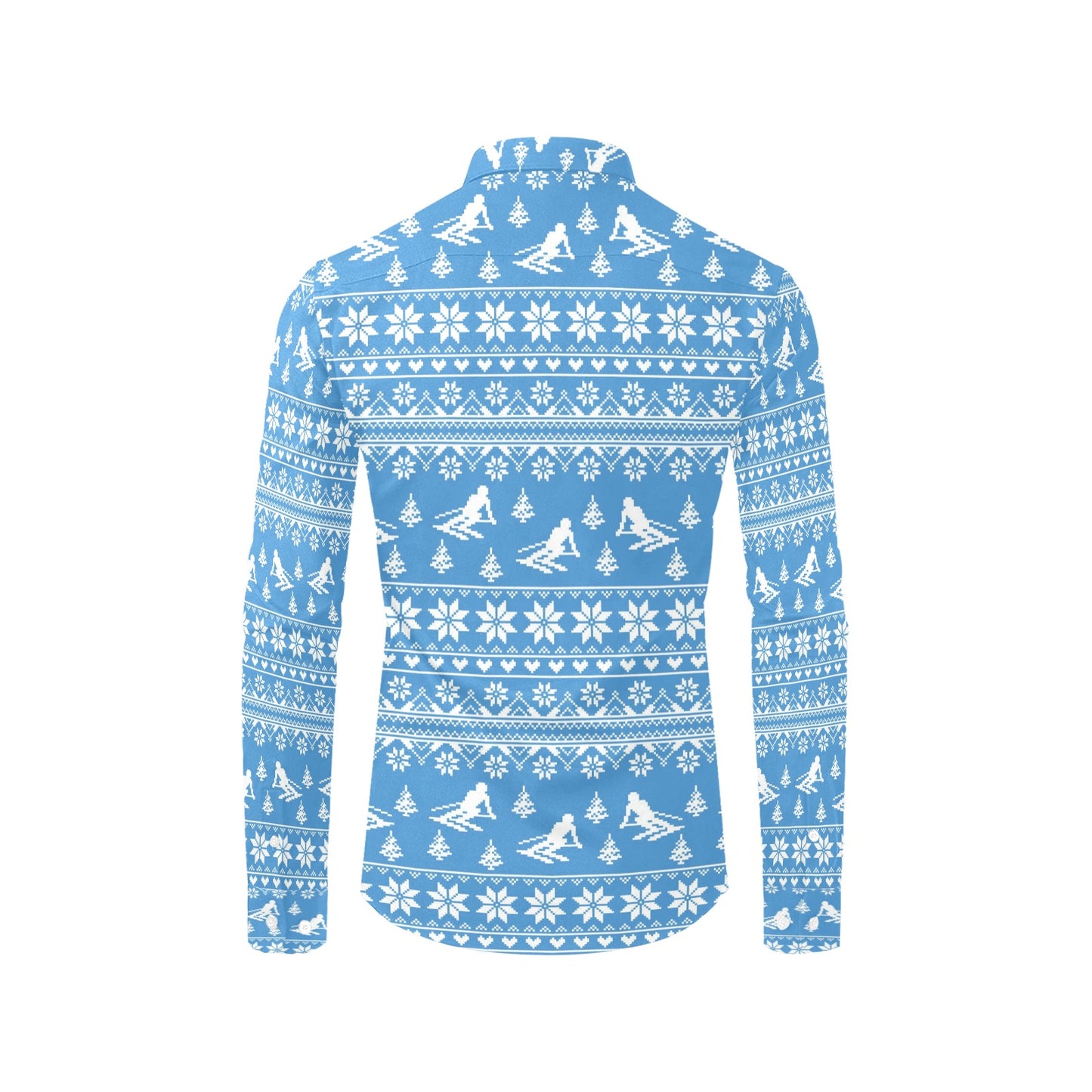 Ski Knit Pattern Print Design LKS302 Men's Long Sleeve Dress Shirt