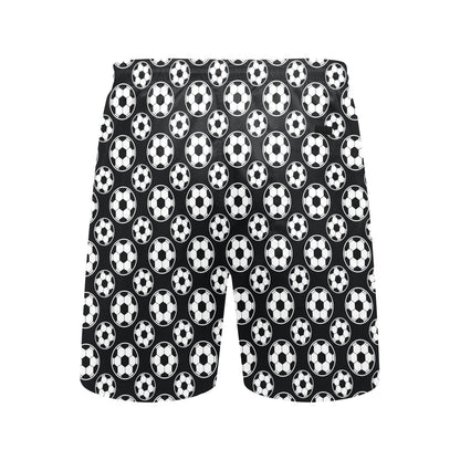 Soccer Ball Black Print Pattern Men's Swim Trunks Beach Shorts