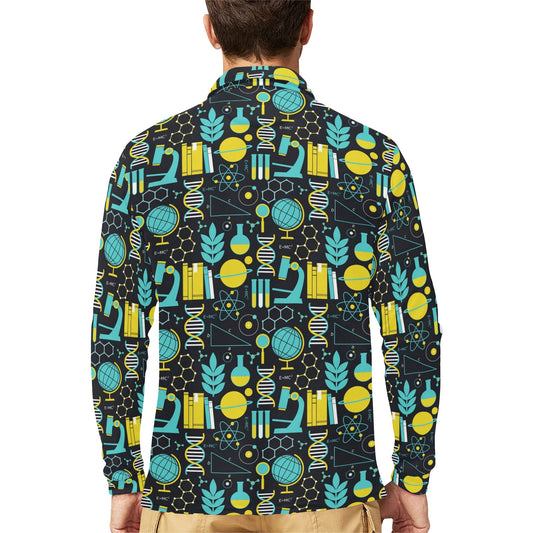 Science Print Design LKS301 Long Sleeve Polo Shirt For Men's