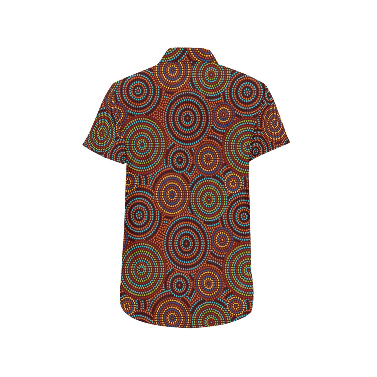Aboriginal Print Design LKS403 Men Short Sleeve Button Up Shirt