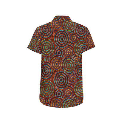 Aboriginal Print Design LKS403 Men Short Sleeve Button Up Shirt