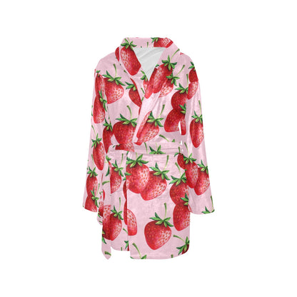 Strawberry Pattern Print Design SB03 Women's Fleece Robe