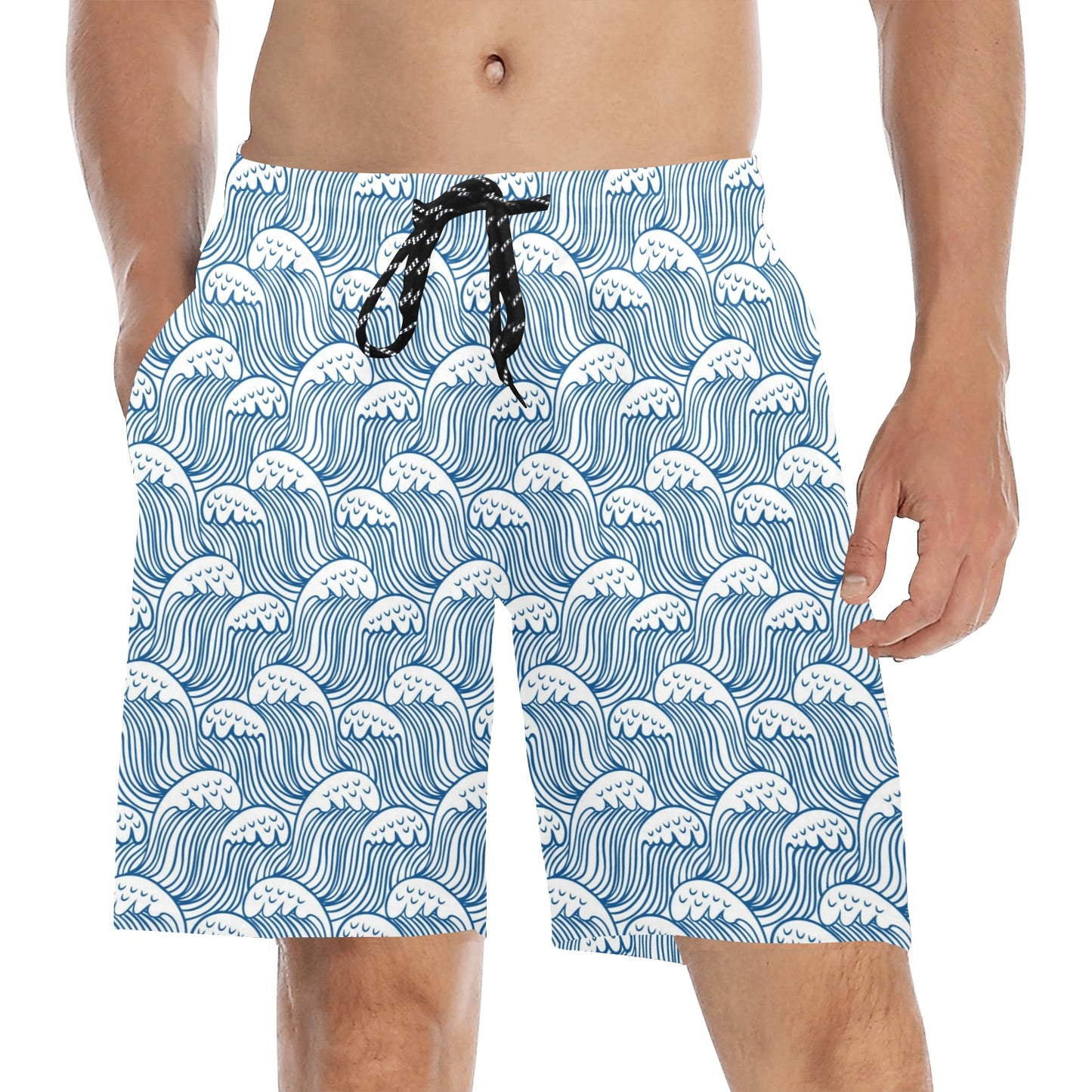 Wave Print Design LKS306 Men's Swim Trunks Beach Shorts