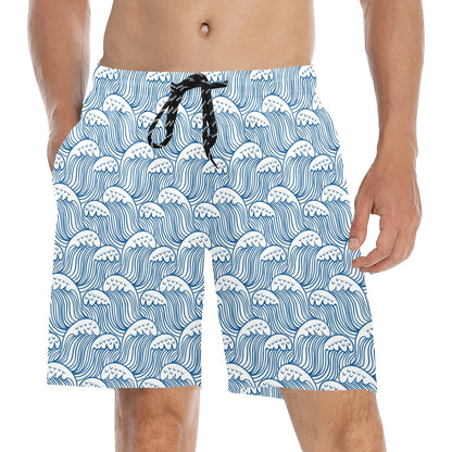 Wave Print Design LKS306 Men's Swim Trunks Beach Shorts