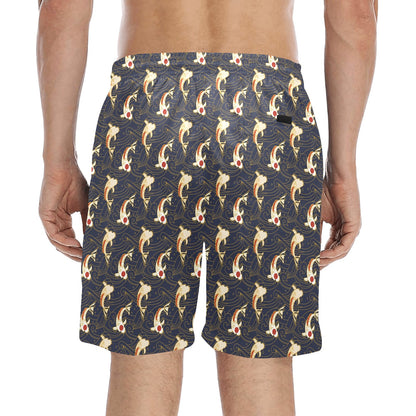 Koi Carp Japanese Design Themed Print Men's Swim Trunks Beach Shorts