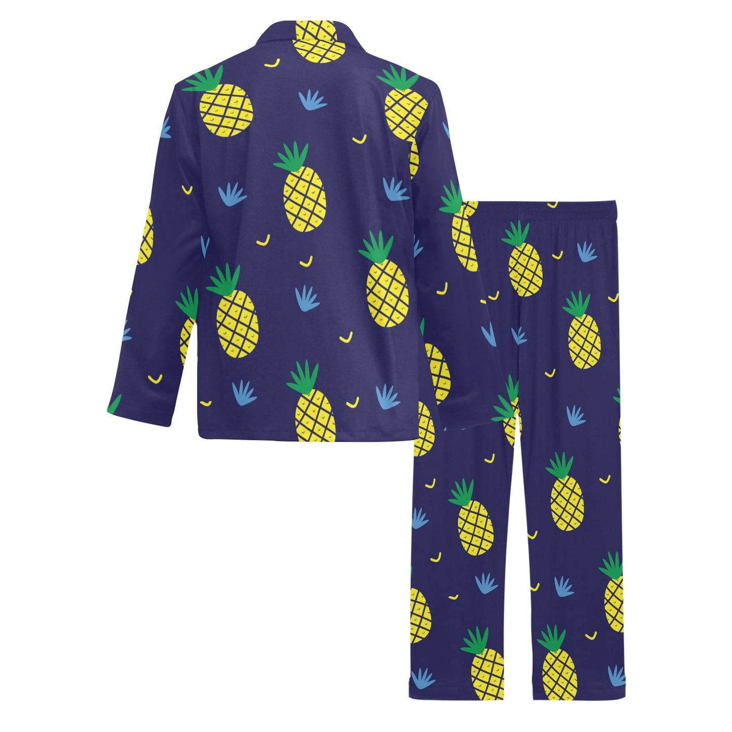 Pineapple Pattern Print Design A01 Men's Long Pajama Set