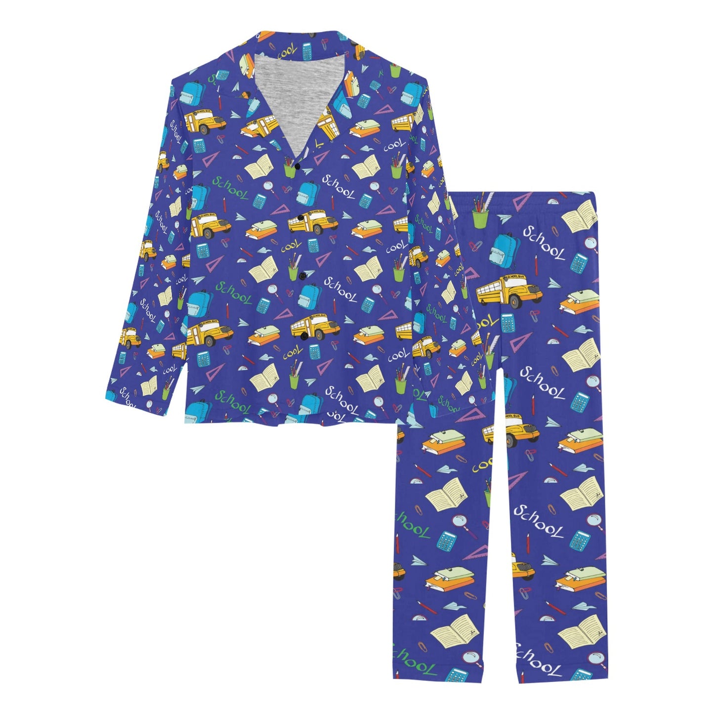 School Bus Print Design LKS307 Women's Long Pajama Set
