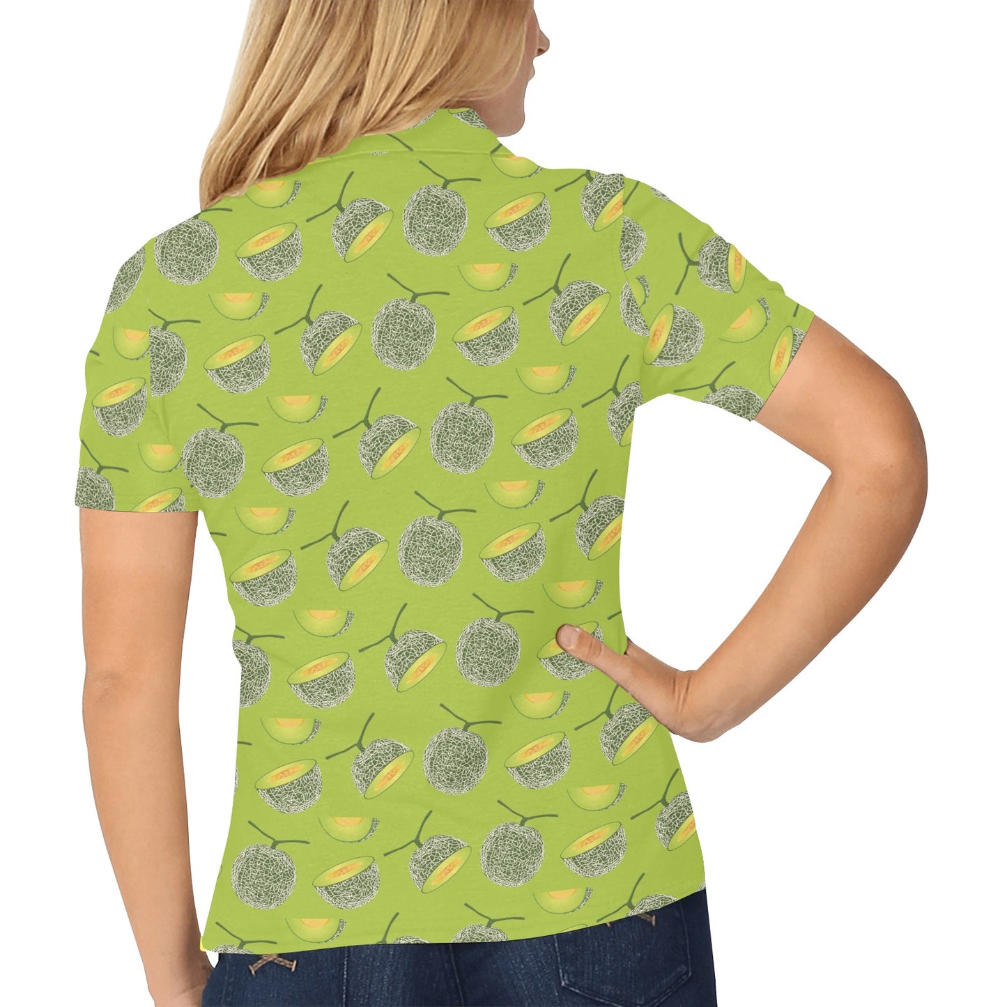Cantaloupe Pattern Print Design 03 Women's Polo Shirt