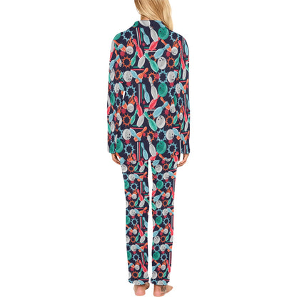 Bowling Pattern Print Design 08 Women's Long Pajama Set