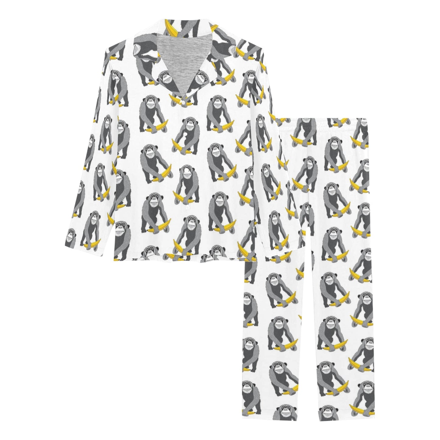 Chimpanzee Pattern Print Design 05 Women's Long Pajama Set