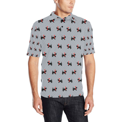 Scottish Christmas Themed Terriers Print Design LKS3018 Men Polo Shirt