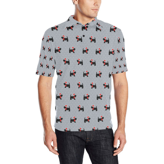 Scottish Christmas Themed Terriers Print Design LKS3018 Men Polo Shirt