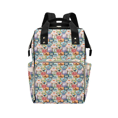 Travel Stamp Print Design LKS301 Diaper Bag Backpack