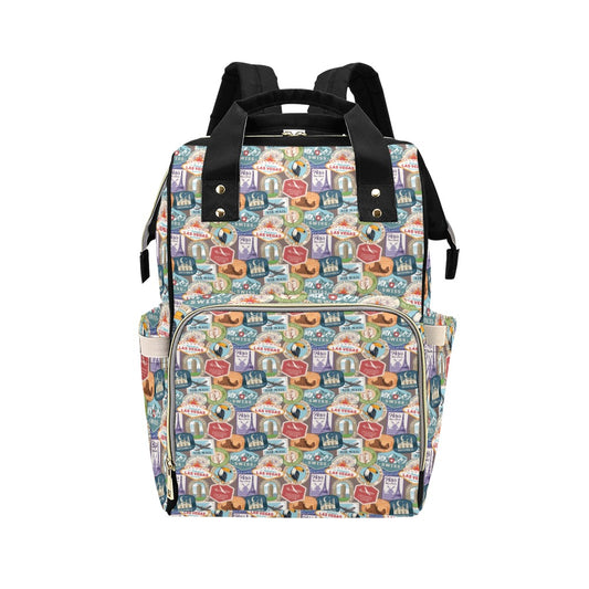 Travel Stamp Print Design LKS301 Diaper Bag Backpack