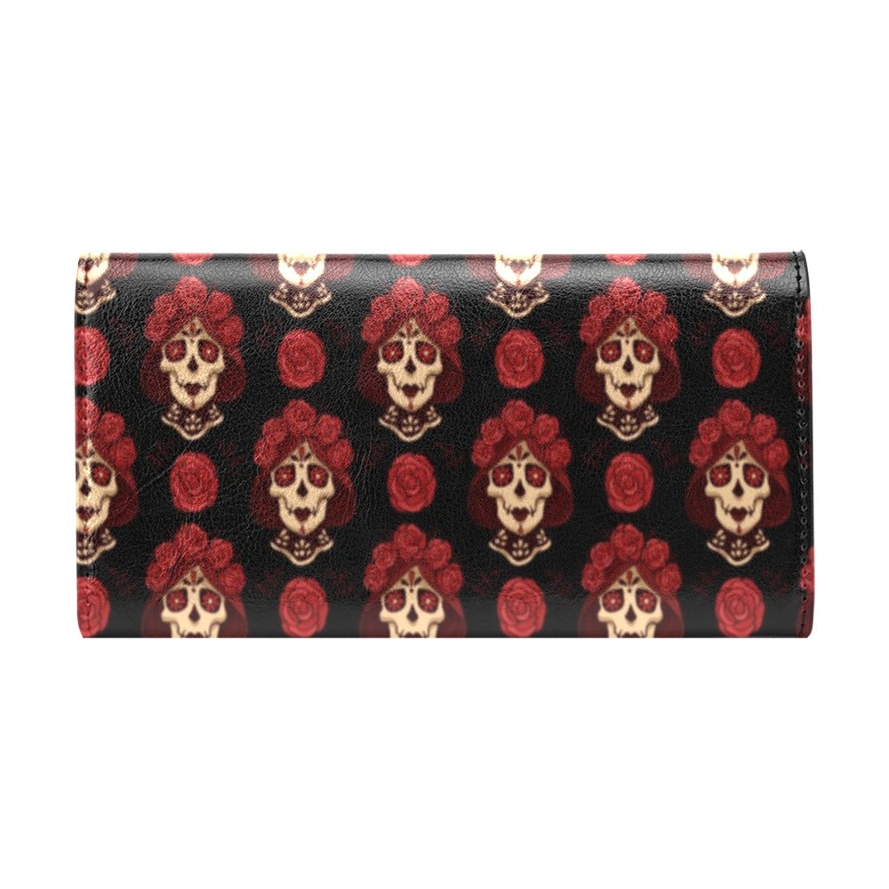 Day of the Dead Skull Girl Pattern Women's Trifold Wallet