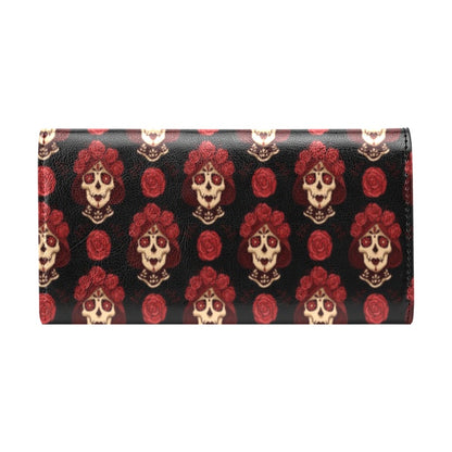 Day of the Dead Skull Girl Pattern Women's Trifold Wallet