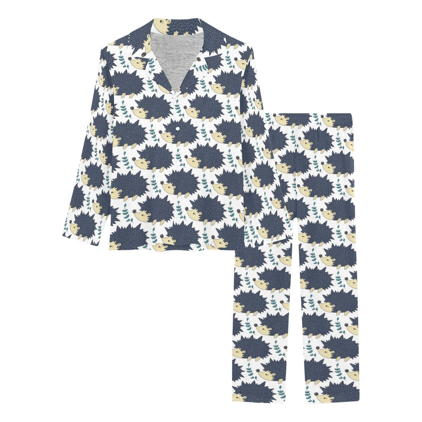 Hedgehog Print Design LKS401 Women's Long Pajama Set