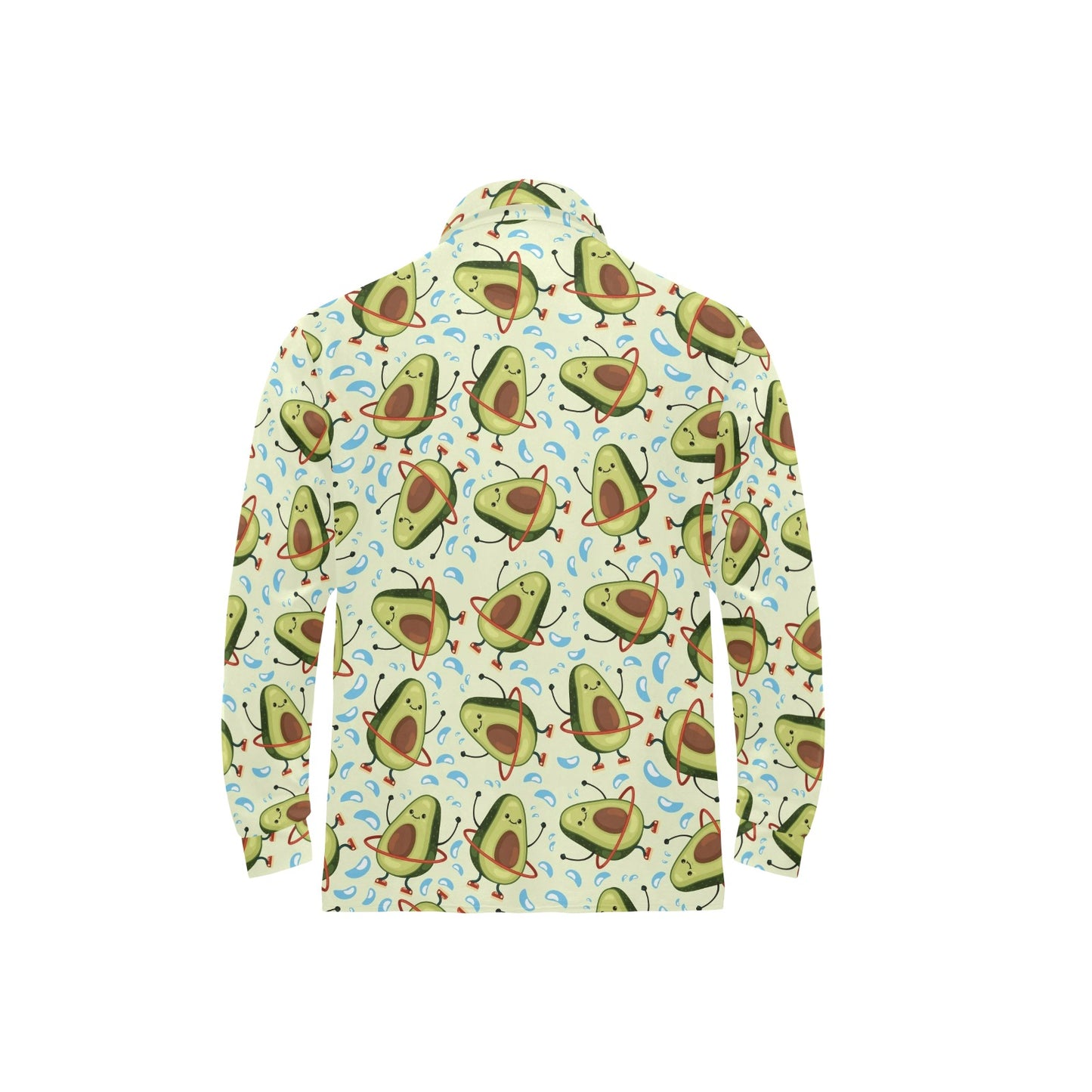 Avocado Pattern Print Design AC02 Long Sleeve Polo Shirt For Men's