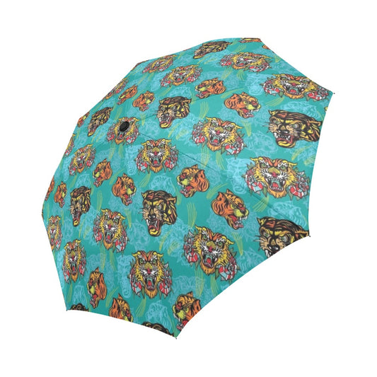 Tattoo Tiger Head Print Design LKS304 Anti-UV Automatic Umbrella