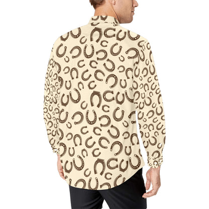 Horseshoe Print Design LKS302 Men's Long Sleeve Dress Shirt