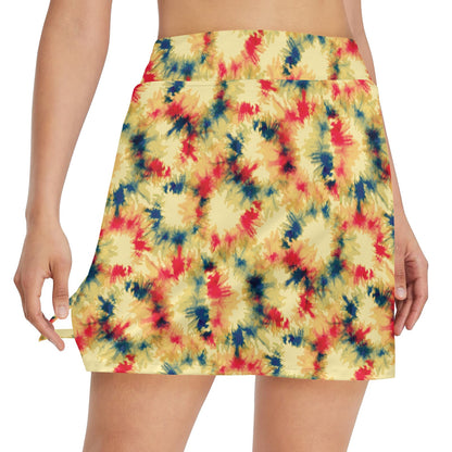 Tie Dye Print Design LKS302 17" Golf & Pickleball Skort with Pockets