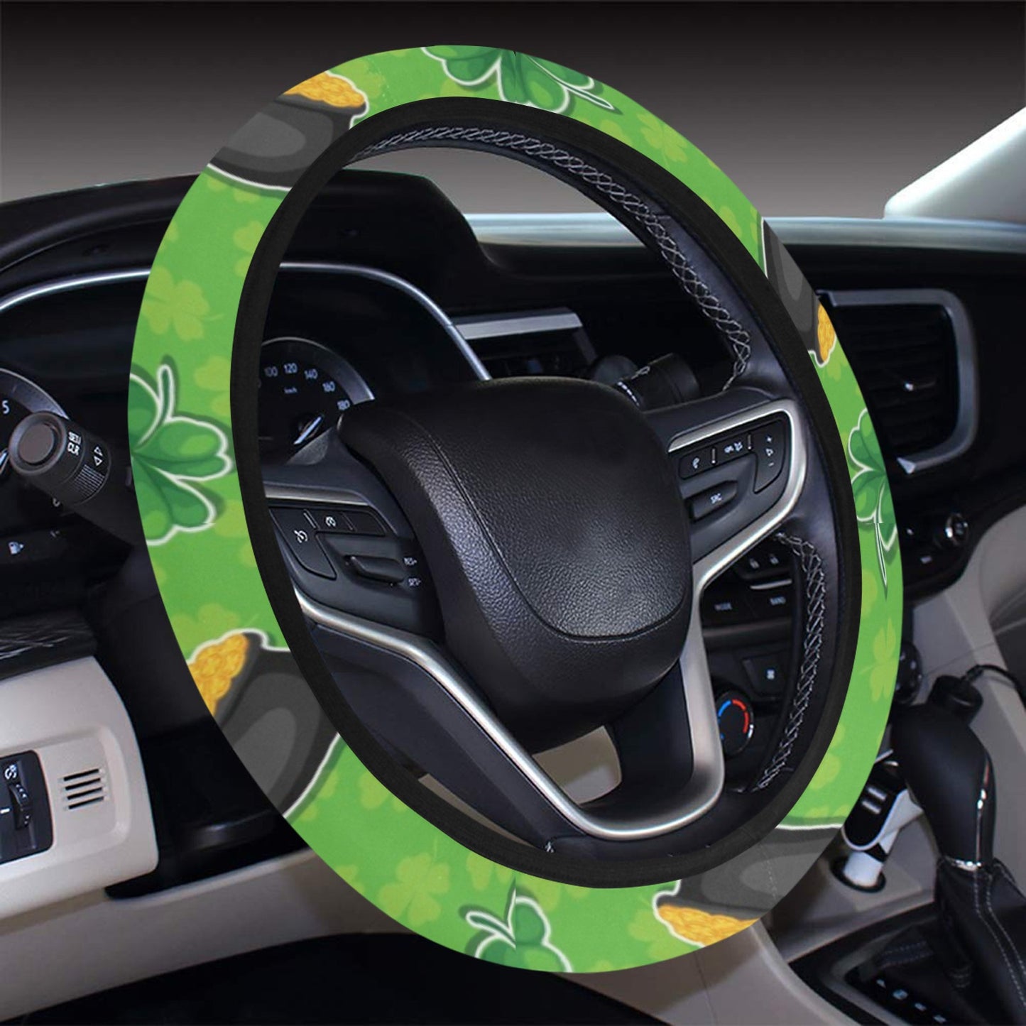 Shamrock Saint Patrick's Day Print Design LKS302 Steering Wheel Cover with Elastic Edge