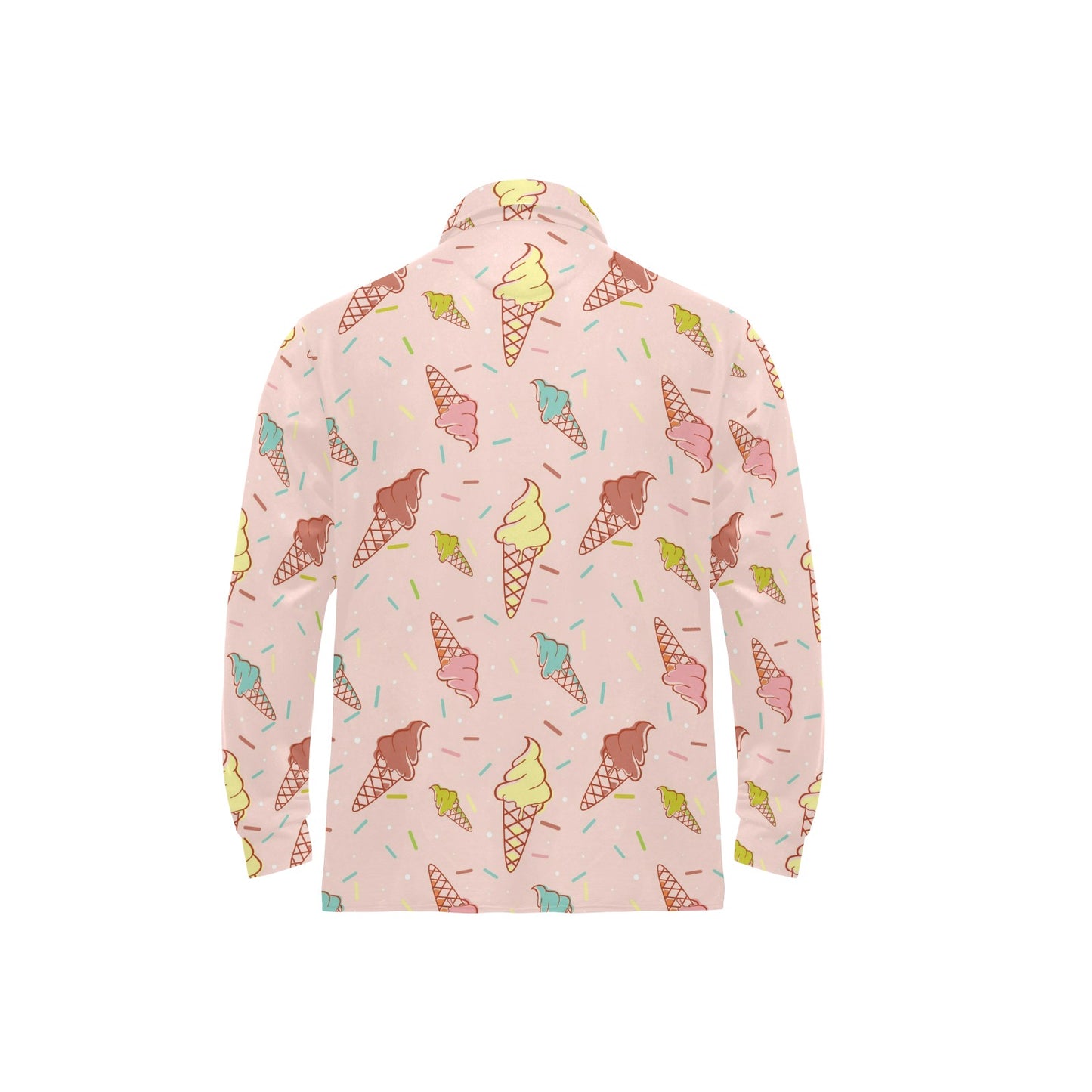 Ice Cream Pattern Print Design 02 Long Sleeve Polo Shirt For Men's