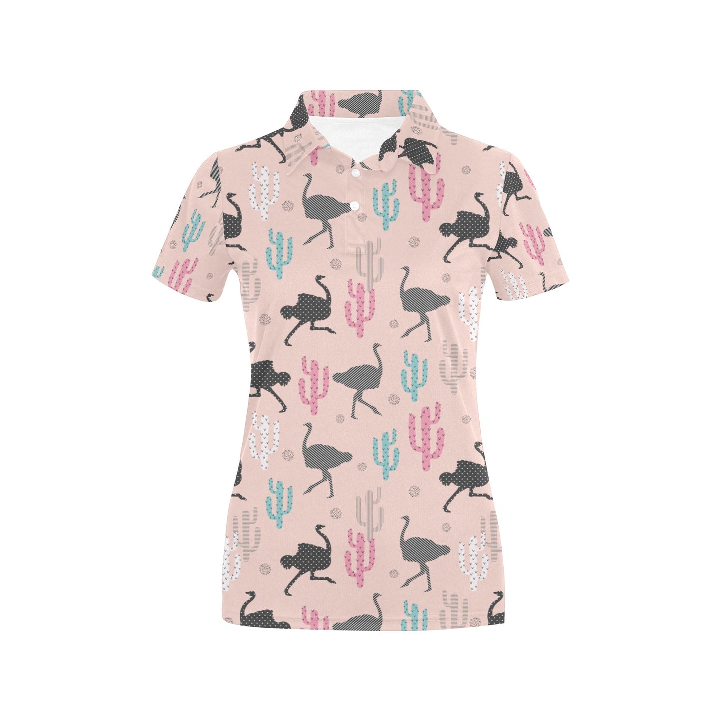 Ostrich Pattern Print Design 03 Women's Polo Shirt