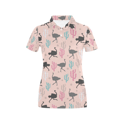 Ostrich Pattern Print Design 03 Women's Polo Shirt