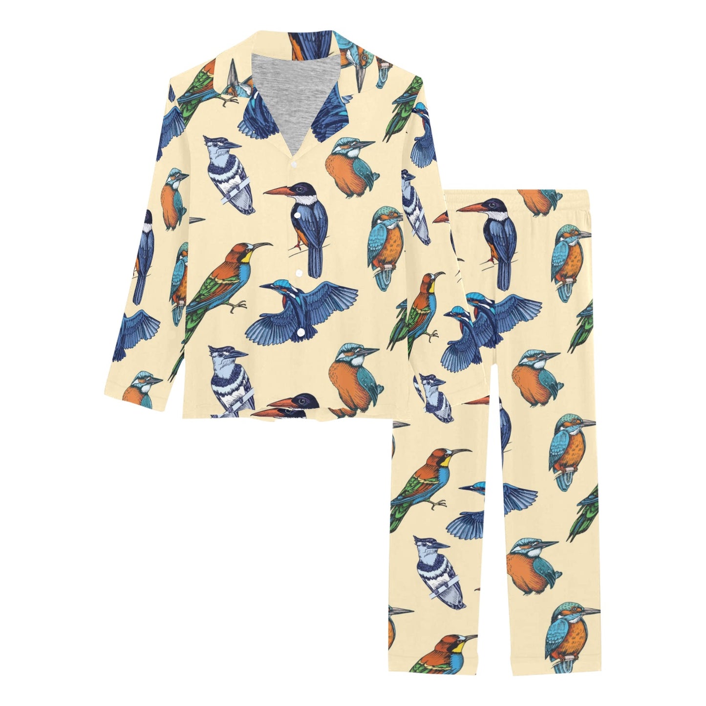 Kingfisher Bird Pattern Print Design 04 Women's Long Pajama Set