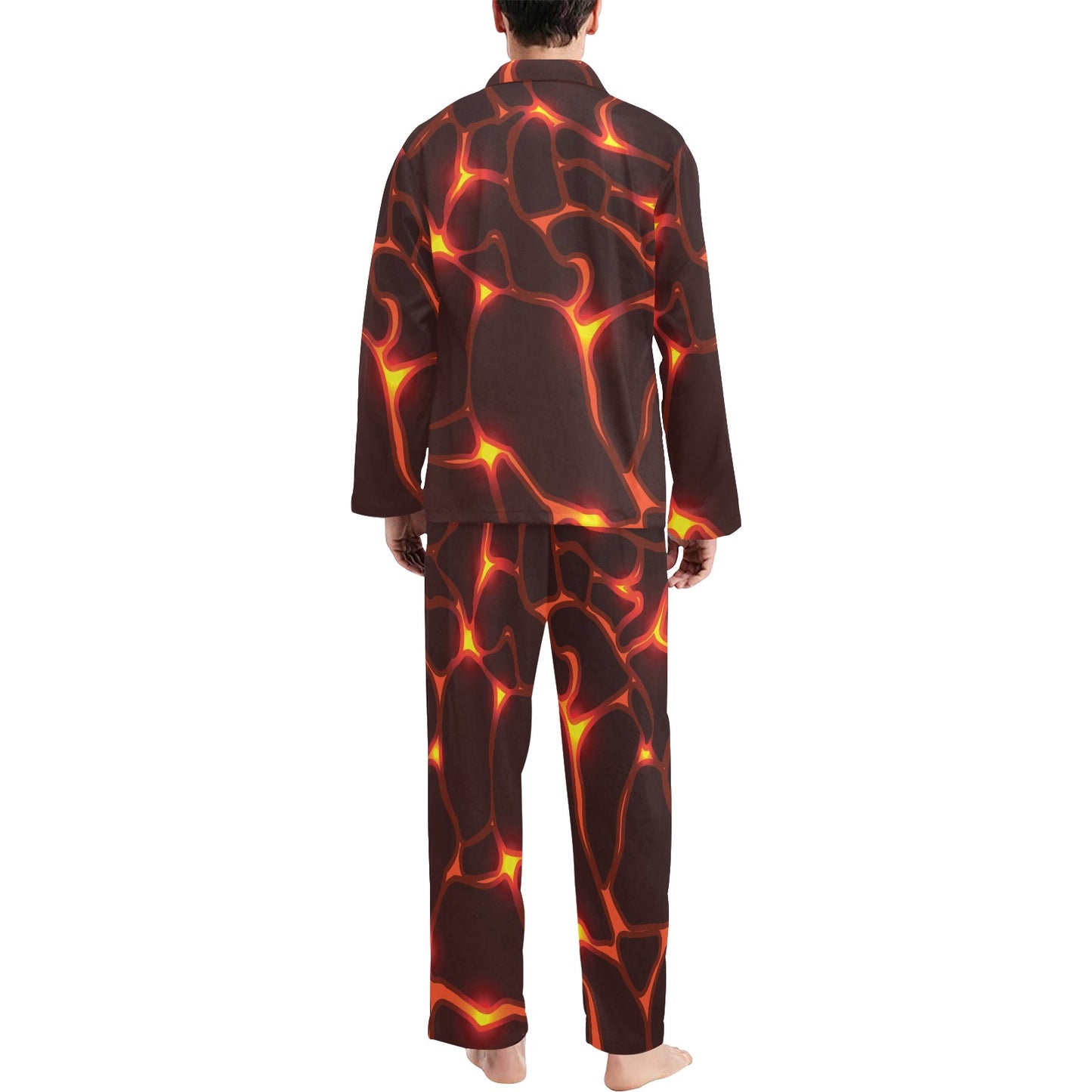 Lava Pattern Print Design 02 Men's Long Pajama Set