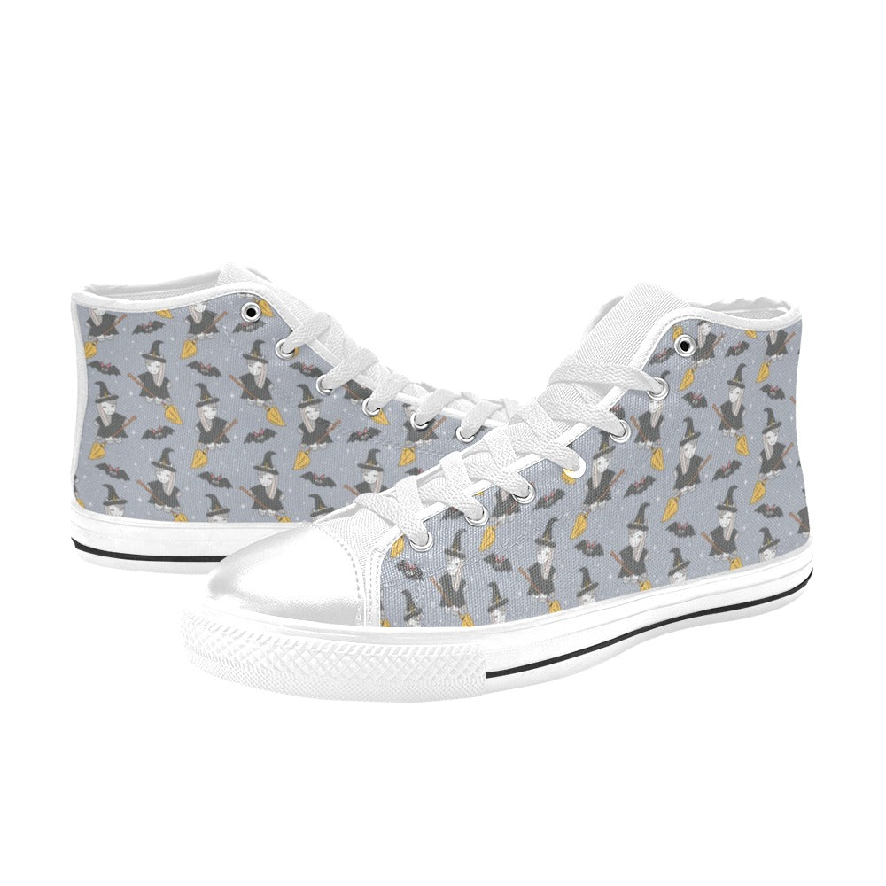 Witch Print Design LKS307 Men's High Top Canvas Shoes