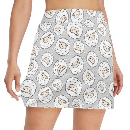 Sheep Print Design LKS401 17" Golf & Pickleball Skort with Pockets