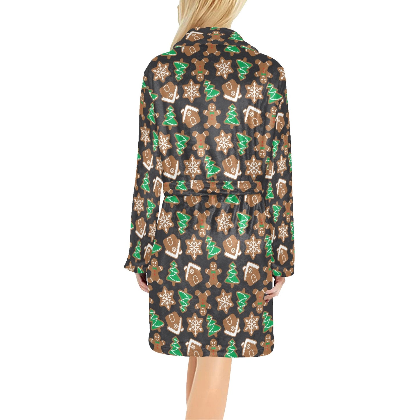 Gingerbread Pattern Print Design 02 Women's Fleece Robe